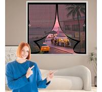Tenda Zanzariera Porta Finestra 110 x 170 cm Rete Fine, Anti Zanzare Insetti Zanzariera Tenda Facile da Installare con Nastro Adesivo per Balcone Soggiorno Camera da Letto, Nero