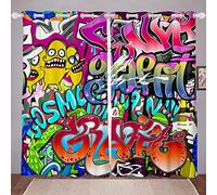 Tendaggi con motivo graffiti per ragazzi, hip hop, per ragazzi, hippie, graffiti, trattamenti per giovani uomo, cultura stradale,per la camera superiore, W66 x L72