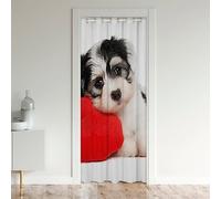Tendaggi per finestre con cani, decorazione per porte e armadi, per camera da letto, soggiorno, set per ragazzi e ragazze, amanti dei cani, decorazione per finestre, colore nero e bianco, 86 x 203 cm