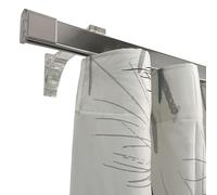 TENDAGGIMANIA Binario Tenda Soffitto/Parete Piatto Lunghezza 140 CM CROMO -Ideale anche per Tende ad Onda - Bastone Completo di Tappi Laterali - Personalizzabile- Movimento Manuale