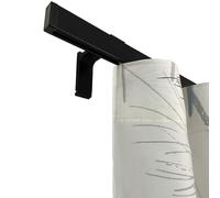 TENDAGGIMANIA Binario Tenda Soffitto/Parete Piatto Lunghezza 400 CM NERO con Giunzione Centrale -Ideale anche per Tende ad Onda - Bastone Completo di Tappi Laterali - Movimento Manuale