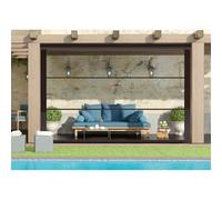 TENDAGGIMANIA Tenda da esterno impermeabile Antivento e Antipioggia Trasparente ERMETICA - Misura 350CMX200CM Tenda Crystal PVC con cassonetto, guide laterali antivento e 2 stecche Personalizzabile