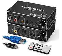 Tendak Convertitore audio da 192 KHz USB DAC digitale a analogico, USB ottico SPDIF coassiale a analogico stereo RCA L/R 3,5 mm jack audio adattatore convertitore con controllo volume, regolazione dei