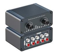 Tendak RCA Audio Selettore Bidirezionale 4 In 1 Out / 1 In 4 Out Interruttore Audio L/R Stereo Analogico con Controllo del Volume, Box di Distribuzione del Suono per Altoparlanti, Cuffie e PC