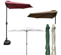 Tendalino Da Esterno Semicircolare, Ombrellone Da Tavolo For Mercato All'aperto, Ombrellone Con Base, For Piscina, Portico, Giardino, Terrazza, Cortile(Brown)