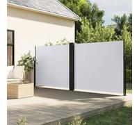 Tendalino Laterale Estensibile, Bianco 160x1200 cm, in Poliestere e Acciaio, Frangivista per Balcone e Separe da Giardino, Tenda a Rullo per Esterni e Interni