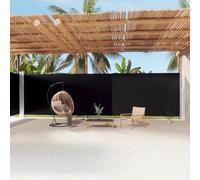 Tendalino Laterale Estensibile, Nero 220x1200 cm, Tessuto Poliestere UV e Struttura Metallo, Tenda da Sole per Esterno, Frangivista Balcone, Separe da Giardino