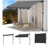 Tendalino parasole a manovella, riparo dal sole e dalla pioggia pieghevole e retrattile, facile da installare senza foratura, adatto per cortili familiari, balconi, negozi e negozi al Dark gray 350cm