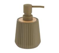 Tendance - Dispenser per sapone a strisce in abs con effetto gomma e bambù 250 ml - verde oliva