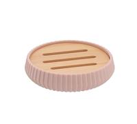 Tendance - Portasapone a strisce in abs con effetto gomma e bambù - blush