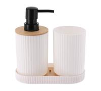 Tendance - Set di 3 Accessori in bambù pp Tazza + Dispenser da 350 ml + portasapone - Bianco
