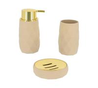 Tendance - Set di Dispenser di Sapone in ABS + Gomma e portasapone - Beige - Bagno - Accessorio da Bagno Indipendente