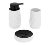 Tendance - Set di Dispenser di Sapone in ABS + Gomma e portasapone - Bianco - Bagno - Accessorio da Bagno Indipendente