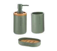 Tendance - Set di Dispenser per Sapone e Porta Sapone in poliresina - Cachi/bambù - Bagno - Accessorio da Bagno Indipendente