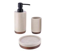 Tendance - Set di Dispenser per Sapone e Porta Sapone in poliresina - Naturale/Acacia - Bagno - Accessorio da Bagno Indipendente