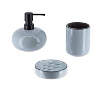 Tendance - Set di Dispenser per Sapone e portasapone in gres Laccato - Blu - Bagno - Accessorio da Bagno Indipendente