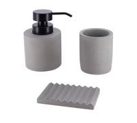 Tendance - Set Dispenser di Sapone in Cemento, Bicchiere e portasapone - Grigio - Bagno - Accessorio da Bagno Indipendente