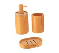Tendance - Set Dispenser di Sapone in poliresina, Bicchiere e portasapone - Senape/bambù - Bagno - Accessorio da Bagno Indipendente