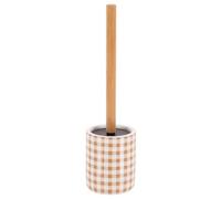 Tendance - Spazzola per WC Dolomite con Manico in bambù Stile Vichy - ocra