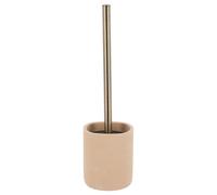 Tendance - Spazzola per WC Rotonda, Effetto Grezzo, in poliresina, Manico in Bronzo - ocra
