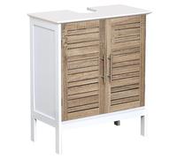 Tendance Stockholm Armadietto da Tenere sotto al lavandino con Struttura in MDF + 2 Ante, Legno, Bianco/Quercia, 60 x 30 x 60 cm