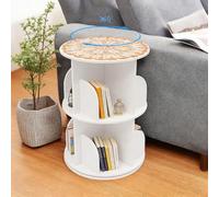 Tenddya Libreria rotante bianca a 2 livelli, girevole a 360°, scaffale rotondo per bambini, con 8 scomparti, salvaspazio, con piatto girevole per soggiorno, cameretta dei bambini, ufficio