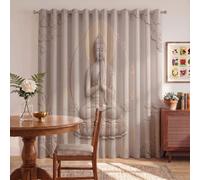 Tende a Pannelli Culto Buddista Retrò per Interno con Anelli 2 Pezzi 117x137cm | Tenda Oscurante Statua Buddha Con Le Mani Giunte, Termiche Isolanti, Privacy, Anti-UV per Camera da Letto e Soggiorno