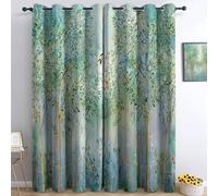 Tende a Pannelli per la privacy Interno con Anelli 2 Pezzi 140L x 245A cm Tenda Oscuranti Isolanti e Moderne, Oriente Fiori Rami Foglie Uccelli Alberi, per camera da letto soggiorno bambini ragazzi