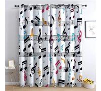 Tende a risparmio energetico dai colori chiari, con stampa di note musicali artistiche, per soggiorno e camera da letto, tende a pannello con occhielli, per finestre, 116,8 x 137,2 cm (larghezza x