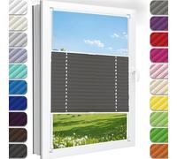 Tende a Rullo Pieghettata Senza Forature Easy Fix 65 x 170 cm, Opache e Traslucide Protezione, Tenda Plissettata Senza Forature, Plissettata Plissee Tenda, per Finestre, Grigio Chiaro