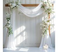 Tende ad arco nuziali, 1 pannello, 71,1 x 4,9 m, sfondo bianco trasparente per cerimonie e feste