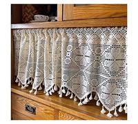 Tende all'uncinetto con nappe for soggiorno, tende rustiche all'uncinetto con motivo floreale for finestra mantovana mezza tenda in pizzo di cotone camera da letto, beige, 1 pannello (LxA ( Size : W25