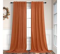 Tende arancioni bruciate, lunghe 228 cm, per soggiorno, 2 pannelli, con tasca posteriore per asta, in lino, semi velate, color rame, marrone, ruggine, per camera da letto, sala da pranzo, ufficio,