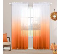 Tende arancioni da 84 pollici di lunghezza per set da camera da letto, 2 pannelli, con asta, lunghe, drappeggiate, trasparenti, sfumate, per Hall