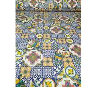 Tende Arredo Tessile Testa di Moro Tappezzeria Tessuto Stoffa in Cotone Pesante Stampa Digitale venduto a Metraggio Altezza 280 cm Per Foderare Divani Cuscini Tavola Gran Foulard Tende Runner (Blu)