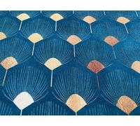 Tende Art Deco GOLDEN Pavone Ventagli Tessuto Damascato 140 cm di larghezza B...