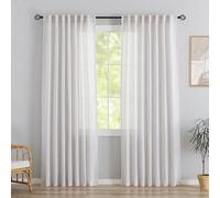 Tende bianche con passanti posteriori in lino, lunghe 213 cm, set di 2 pannelli per camera da letto, moderne, con ganci per cintura, tende semi-privacy, stile shabby chic, con tasca filtrante per la