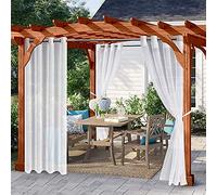 Tende bianche per esterni con occhielli (set da 2) - impermeabili antivento e resistenti alla muffa ideali per terrazze, balconi, case sulla spiaggia - 132 x 305 cm