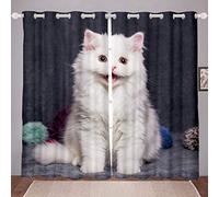 Tende bianche per gatti per la camera da letto,ragazzi,ragazzi,decorazioni per finestre,decorazioni per finestre,motivo gatto amante,W66 x L90