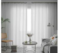 Tende bianche trasparenti per soggiorno, set di 2 tende lunghe da appendere, 132 x 214 cm, perfette per la decorazione della casa, filtraggio della luce, design moderno