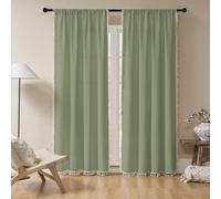 Tende Boho Joydeco verde salvia, 108 pollici, set di 2 pannelli, tende Boho per camera da letto e soggiorno, tende rustiche semitrasparenti, filt