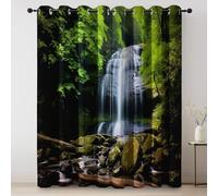 Tende Cascata nella foresta Acqua corrente Vitalità oscuranti con stampa con occhielli, isolamento termico, per proteggere la privac 140L x 225A cm (2 Pannelli) per cucinaVerde Bianco