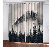 Tende Con Anelli Per Camera Da Letto Cameretta Bambini Moderne 3D Paesaggio Della Foresta Nella Nebbia Mattutina Tenda Per Interni 200x200 Cm Camera Da Letto Moderna, 2 Pezzi Per Finestra Con Occhie