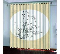 Tende Con Anelli Per Camera Da Letto Cameretta Bambini Moderne 3D Pittura In Bianco E Nero A Inchiostro Di China Tenda Per Interni 200x200 Cm Camera Da Letto Moderna, 2 Pezzi Per Finestra Con Occhie
