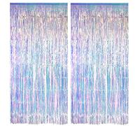 Tende con glitter iridescenti - Greatrill foto sfondo metallico stelle filanti per feste di festa per sirena, ragazze, mare, unicorno, feste di compleanno per bambini, 2 pezzi