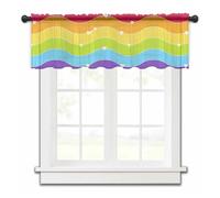 Tende Corte Per Finestre Tende for finestra piccola a strisce arcobaleno Candy Tulle corta trasparente Camera da letto Soggiorno Decorazione for la casa in voile per Windows(CHC02073,137W x 45H(cm))