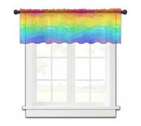Tende Corte Per Finestre Tende for finestra piccola a strisce arcobaleno Candy Tulle corta trasparente Camera da letto Soggiorno Decorazione for la casa in voile per Windows(CHC02066,152W x 45H(cm))