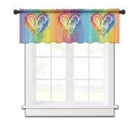 Tende Corte Per Finestre Tende for finestra piccola a strisce arcobaleno Candy Tulle corta trasparente Camera da letto Soggiorno Decorazione for la casa in voile per Windows(CHC02063,152W x 45H(cm))