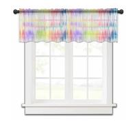 Tende Corte Per Finestre Tende for finestra piccola a strisce arcobaleno Candy Tulle corta trasparente Camera da letto Soggiorno Decorazione for la casa in voile per Windows(CHC02067,152W x 45H(cm))