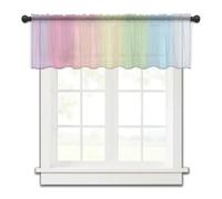 Tende Corte Per Finestre Tende for finestra piccola a strisce arcobaleno Candy Tulle corta trasparente Camera da letto Soggiorno Decorazione for la casa in voile per Windows(HZF04650,152W x 45H(cm))